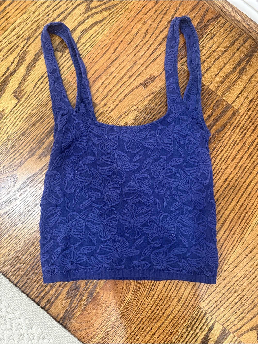 Anthropologie Stretchy Purple/Navy lounge top size S/M
